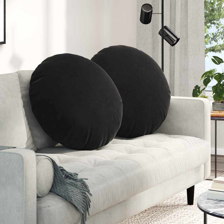 Vidaxl zitkussens 2 st fluweel zwart ø60 x 21 cm