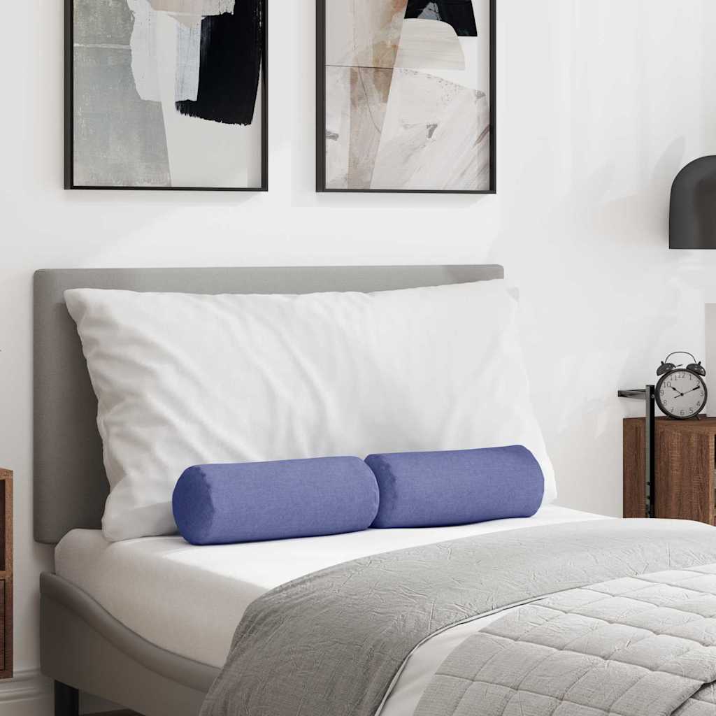 Vidaxl bolster kussens 2 st stof jeans blauw ø 15 x 40 cm