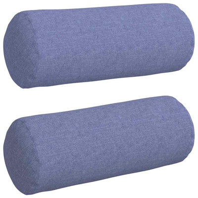 Vidaxl bolster kussens 2 stuks jeans blauw ø 15 x 40 cm stof