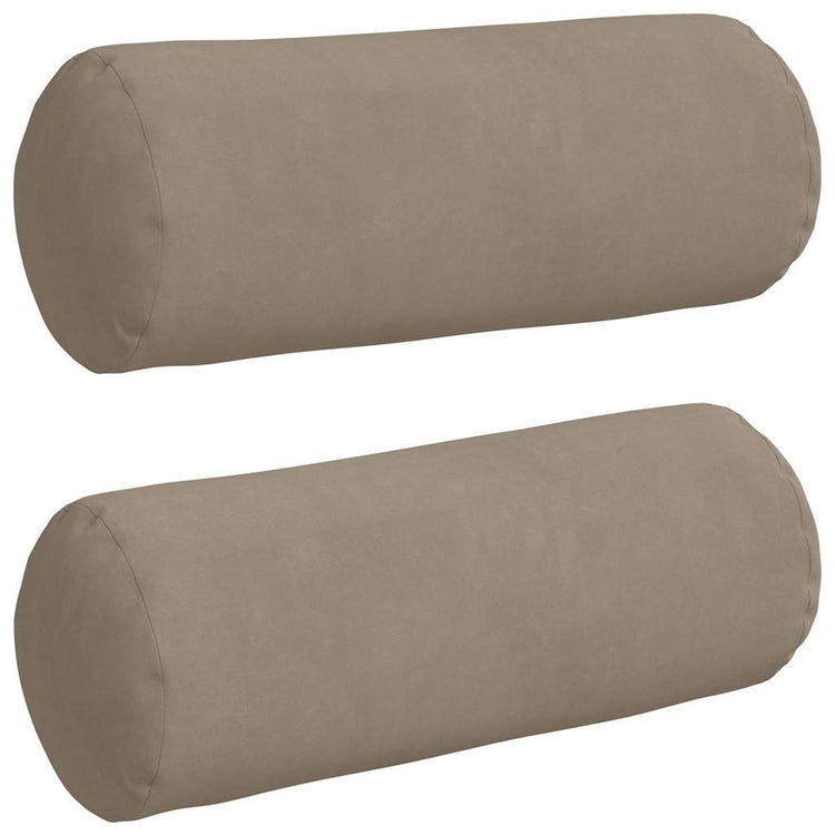 Vidaxl bolster kussens 2 st microvezel stof taupe ø 15 x 40 cm