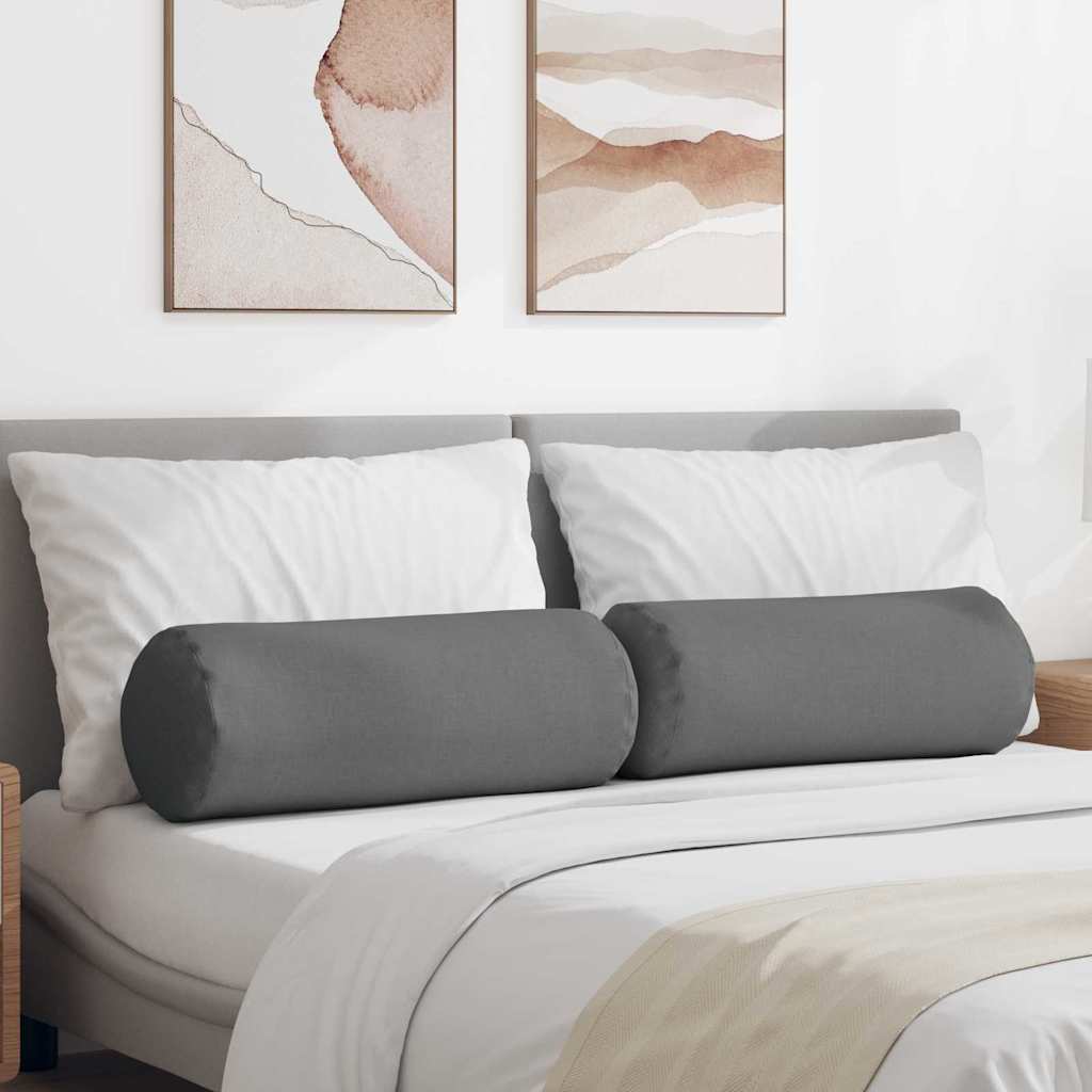 Vidaxl bolster kussens 2 st stof donkergrijs ø 25 x 70 cm