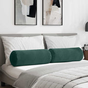 Vidaxl bolster kussens 2 stuks donkergroen ø 25 x 70 cm cordstof - afbeelding 1