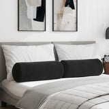 Vidaxl bolster kussens 2 stuks zwart ø 25 x 70 cm cordstof - afbeelding 1