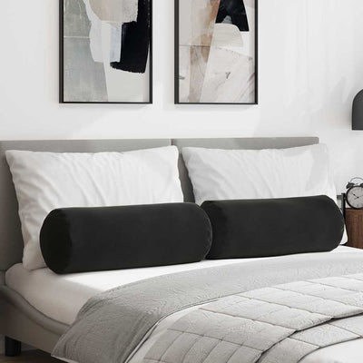 Vidaxl bolster kussens 2 stuks zwart ø 25 x 70 cm cordstof