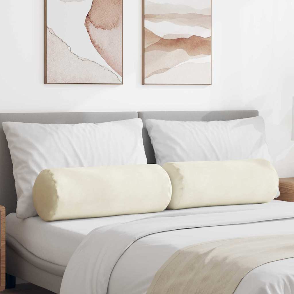 Vidaxl bolster kussens 2 stuks crème ø 25 x 70 cm cordstof