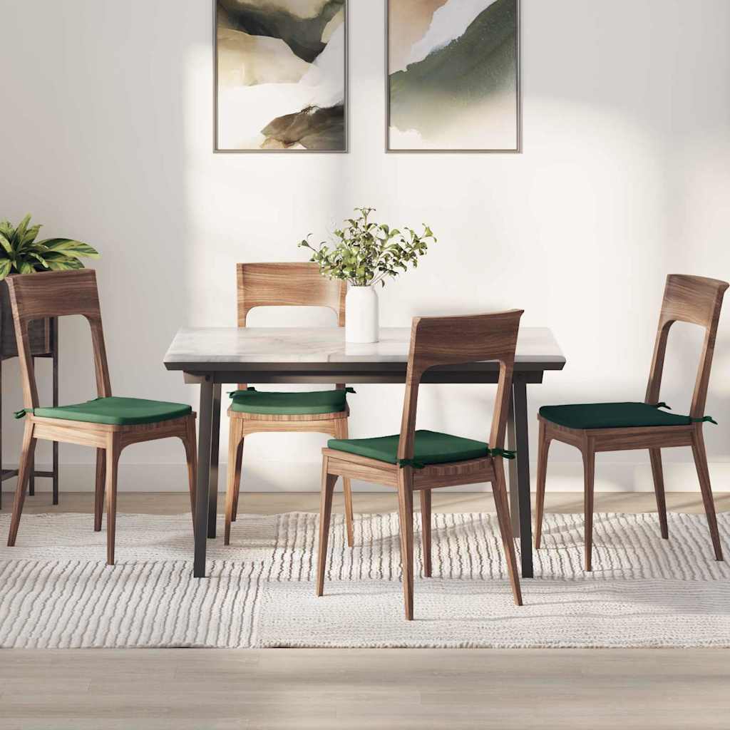 Vidaxl zitkussens 4 pcs donkergroen 40 x 40 x 3 cm katoen stof