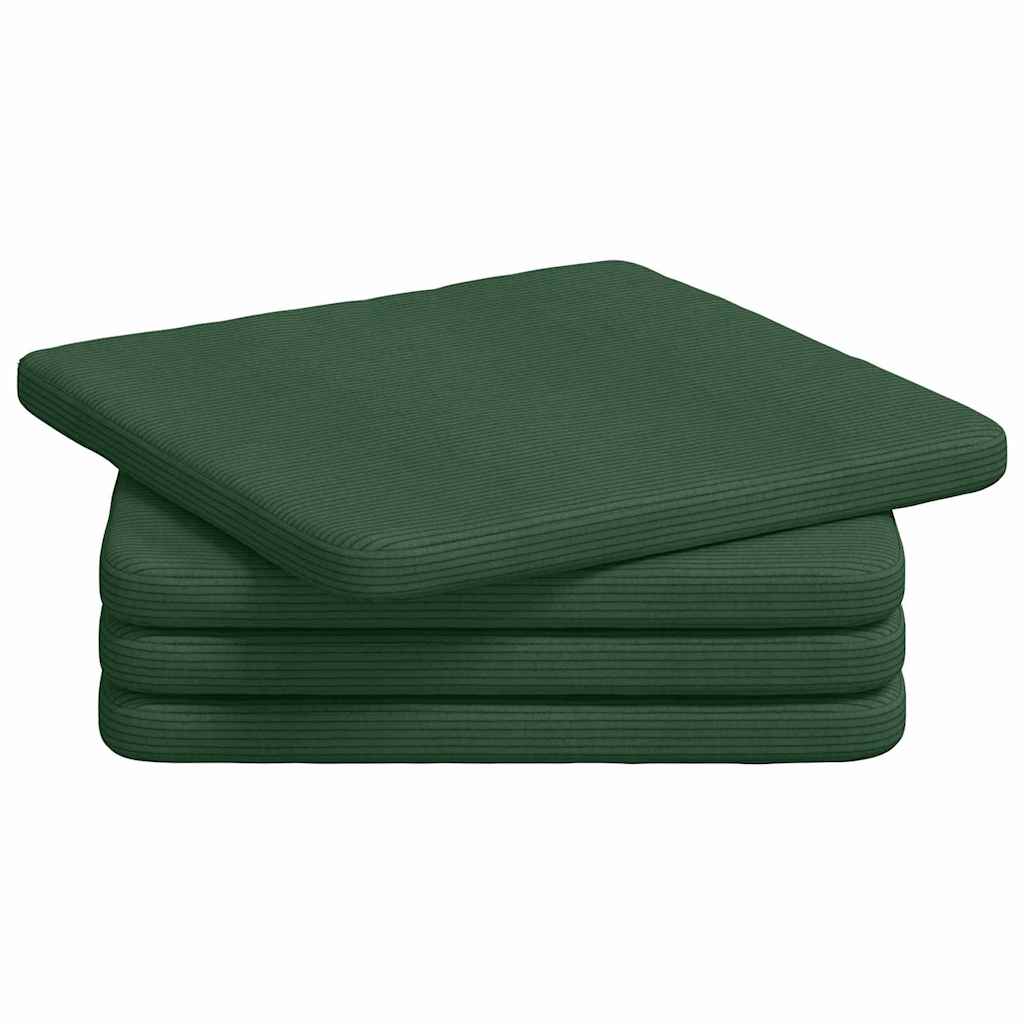 Vidaxl zitkussens 4 pcs donkergroen 40 x 40 x 3 cm katoen stof