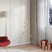 Vidaxl metalen kerstboom met standaard goud 148 cm poedergecoat staal - afbeelding 1