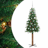 Vidaxl slanke kerstboom groen 150 cm pvc en massief dennenhout - afbeelding 2