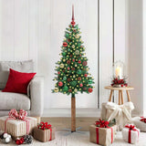 Vidaxl slanke kerstboom groen 150 cm pvc en massief dennenhout - afbeelding 1
