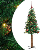 Vidaxl slanke kerstboom groen 150 cm pvc en massief dennenhout - afbeelding 2
