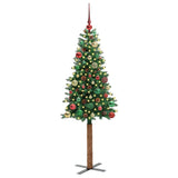 Vidaxl slanke kerstboom groen 150 cm pvc en massief dennenhout - afbeelding 3