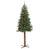 Vidaxl slanke kerstboom groen 210 cm pvc en massief dennenhout
