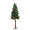 Vidaxl slanke kerstboom groen 210 cm pvc en massief dennenhout