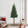 Vidaxl slanke kerstboom groen 210 cm pvc en massief dennenhout