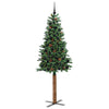 Vidaxl slanke kerstboom groen 210 cm pvc en massief dennenhout