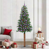 Vidaxl slanke kerstboom groen 210 cm pvc en massief dennenhout - afbeelding 1