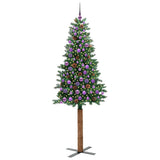 Vidaxl slanke kerstboom groen 210 cm pvc en massief dennenhout - afbeelding 3