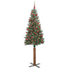 Vidaxl slanke kerstboom groen 180 cm pvc en massief dennenhout