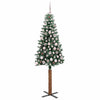 Vidaxl slanke kerstboom groen 180 cm pvc en massief dennenhout