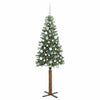 Vidaxl slanke kerstboom groen 180 cm pvc en massief dennenhout