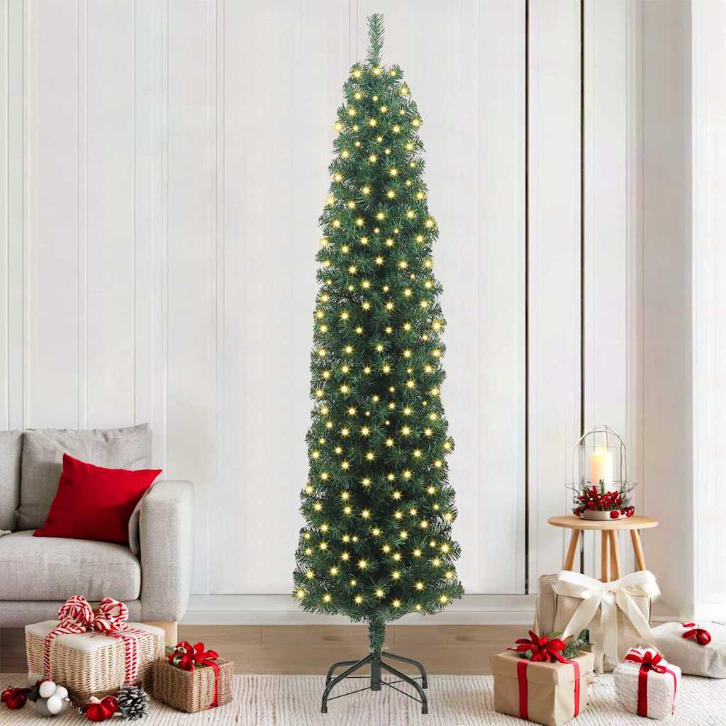 Vidaxl kunstkerstboom groen 210 cm pvc en staal en kunststof