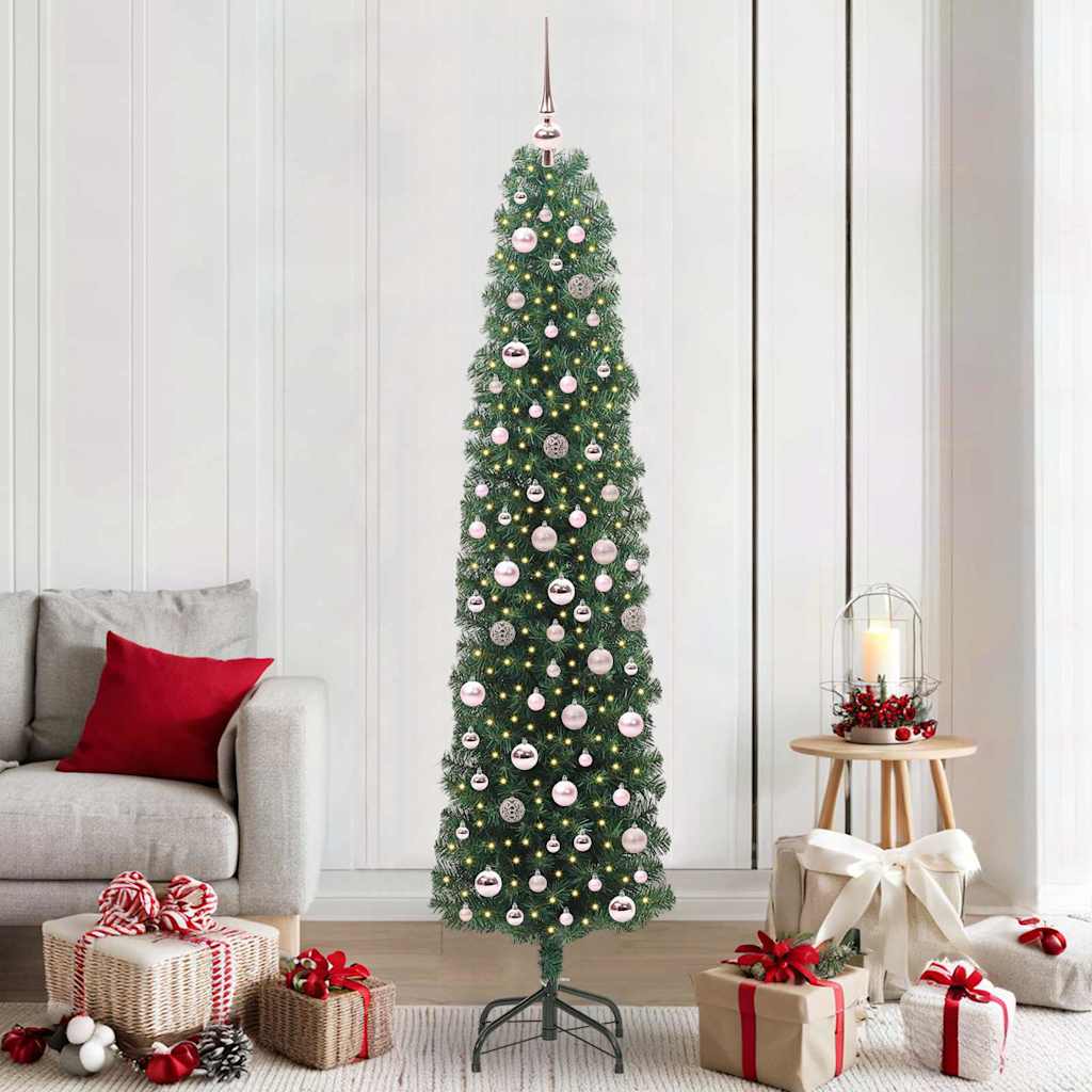 Vidaxl kunstkerstboom groen 210 cm pvc en staal en kunststof