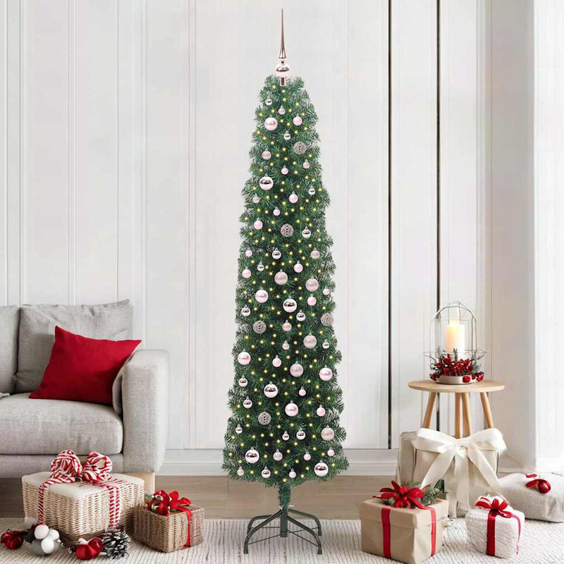 Vidaxl kunstkerstboom groen 210 cm pvc en staal en kunststof