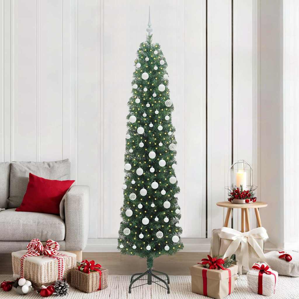 Vidaxl kunstkerstboom groen 210 cm pvc en staal en kunststof