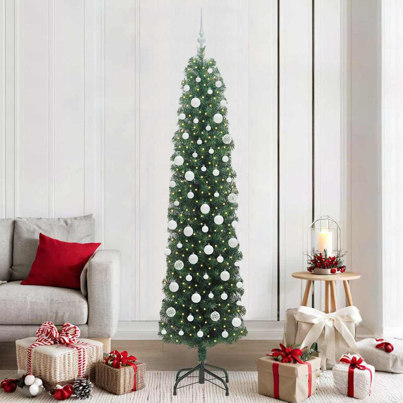 Vidaxl kunstkerstboom groen 210 cm pvc en staal en kunststof