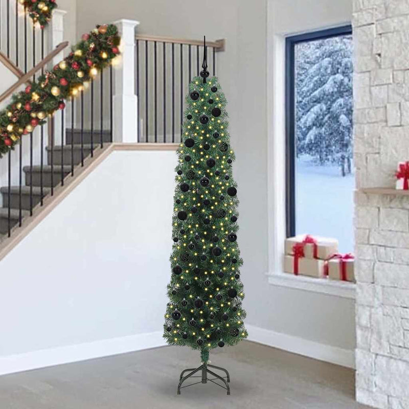 Vidaxl kunstkerstboom groen 240 cm pvc en staal en kunststof
