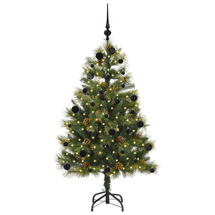 Vidaxl kunstmatige scharnier kerstboom met cones groen 150 cm