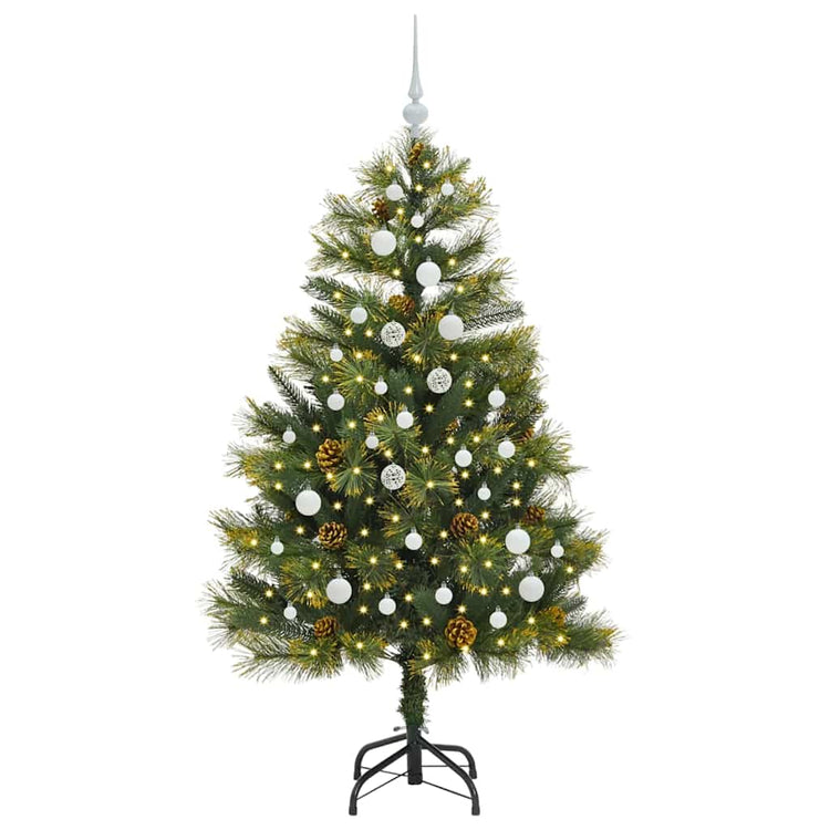Vidaxl kunstmatige scharnier kerstboom met cones groen 150 cm