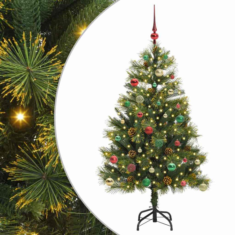 Vidaxl kunstmatige scharnier kerstboom met cones groen 150 cm