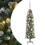 Vidaxl kunstmatige slanke kerstboom groen en wit 120 cm - afbeelding 2