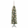 Vidaxl kunstmatige slanke kerstboom met 150 led groen en wit 120 cm