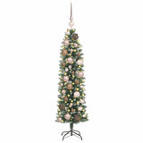 Vidaxl kunstmatige slanke kerstboom groen en wit 120 cm - afbeelding 3