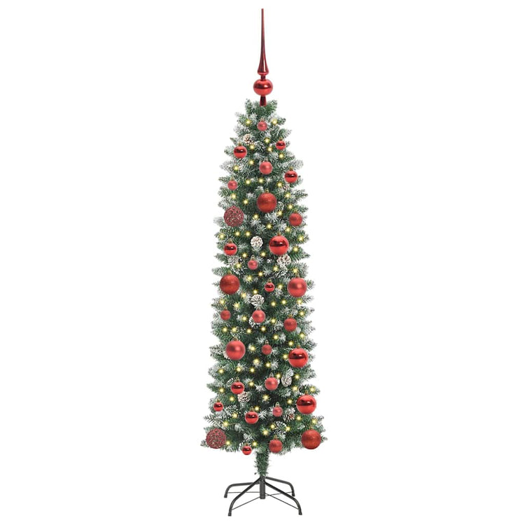 Vidaxl kunstmatige slanke kerstboom groen en wit 120 cm