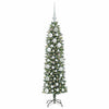 Vidaxl kunstmatige slanke kerstboom met 150 led groen en wit 120 cm