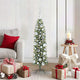 Vidaxl kunstmatige slanke kerstboom groen en wit 120 cm