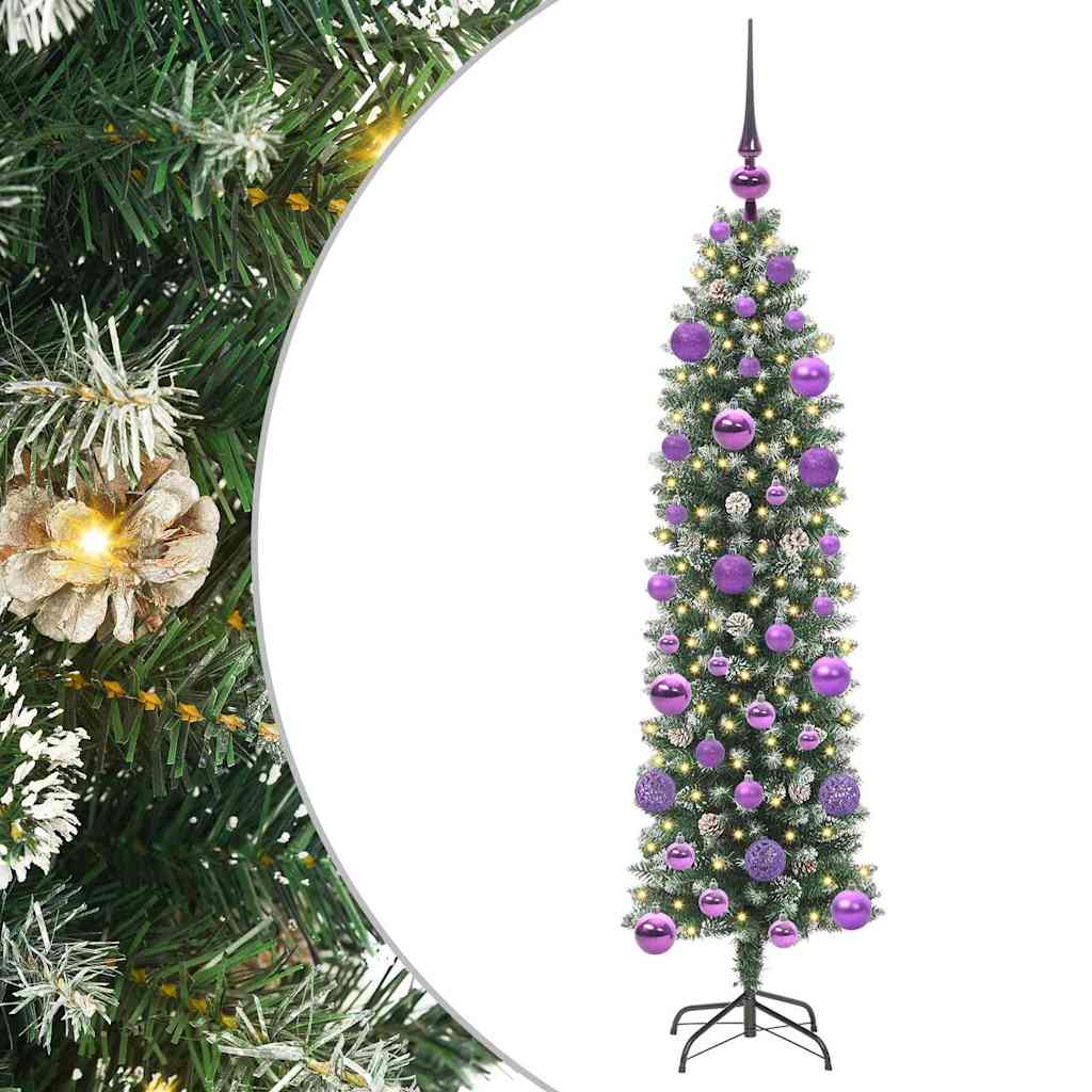 Vidaxl kunstmatige slanke kerstboom groen en wit 120 cm