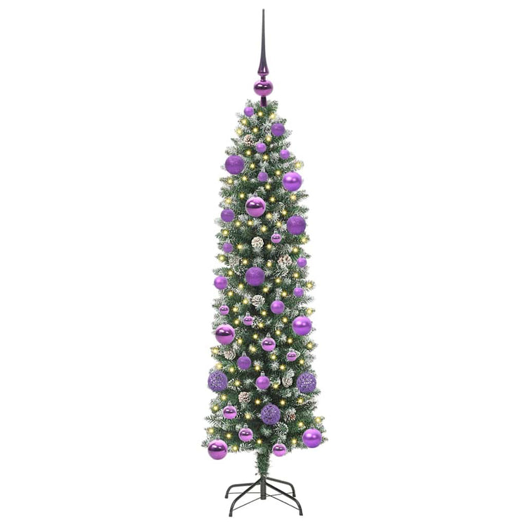 Vidaxl kunstmatige slanke kerstboom groen en wit 120 cm