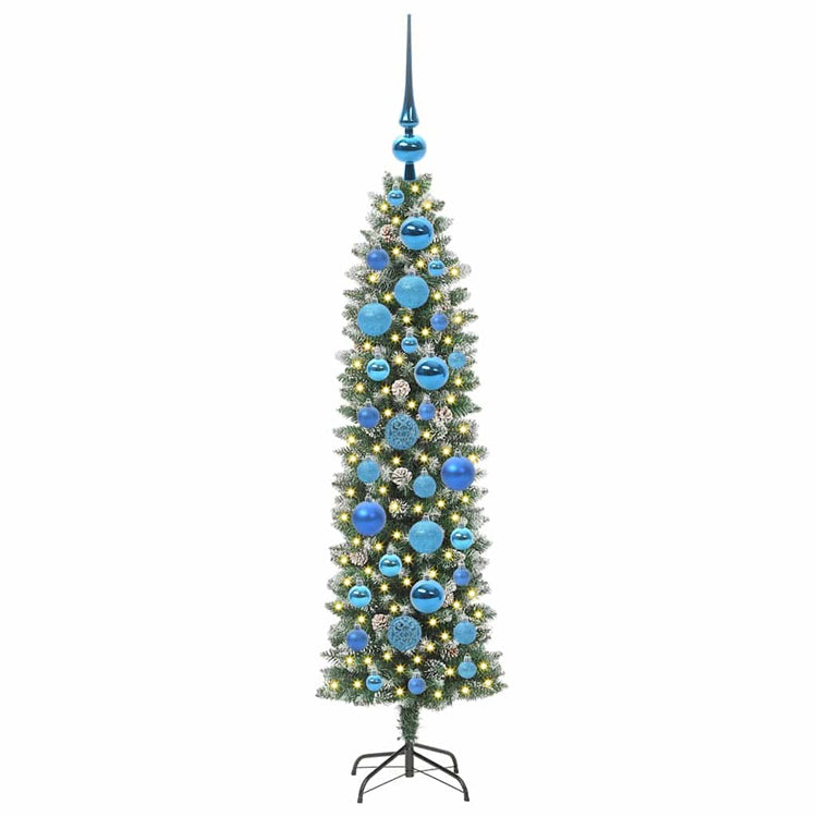 Vidaxl kunstmatige slanke kerstboom groen en wit 120 cm