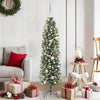 Vidaxl kunstmatige slanke kerstboom met 150 led groen en wit 150 cm