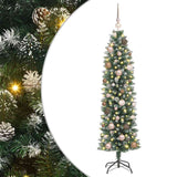 Vidaxl kunstmatige slanke kerstboom groen en wit 150 cm - afbeelding 2