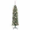 Vidaxl kunstmatige slanke kerstboom met 150 led groen en wit 150 cm