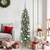 Vidaxl kunstmatige slanke kerstboom met 150 led groen en wit 150 cm