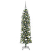 Vidaxl kunstmatige slanke kerstboom met 150 led groen en wit 150 cm