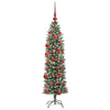 Vidaxl kunstmatige slanke kerstboom met 150 led groen en wit 150 cm