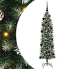 Vidaxl kunstmatige slanke kerstboom met 150 led groen en wit 150 cm